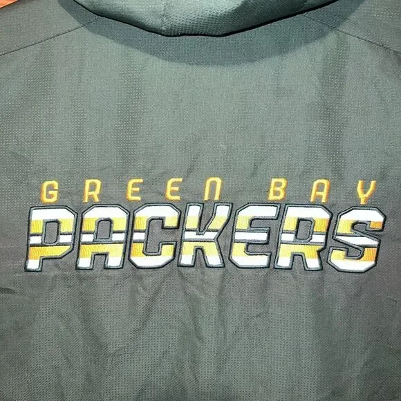 Vtg‎ 90s Green Bay Packers Reebok Windbreaker Jacket Large On Field Fleece Lined